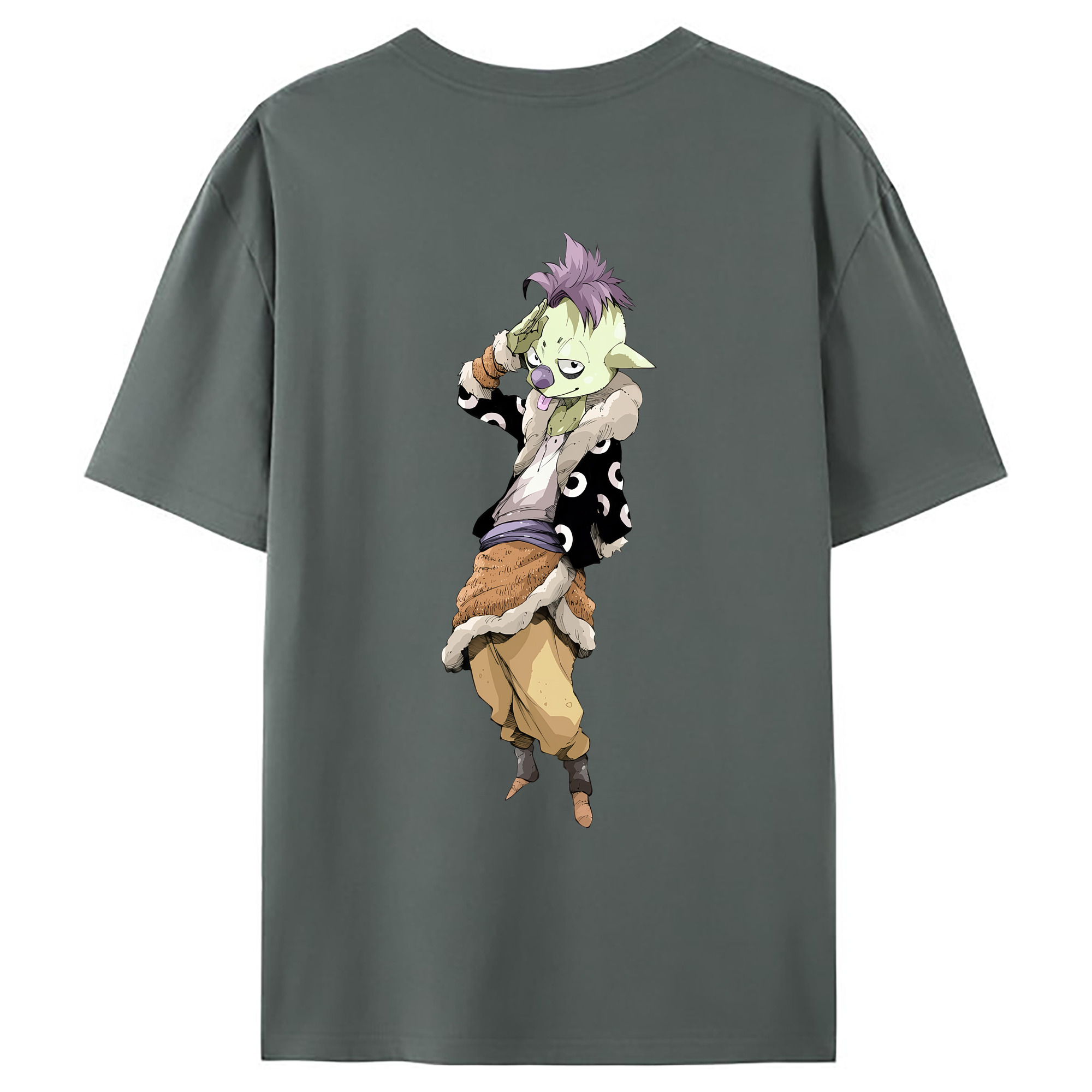 （画像用） 転スラ Regarding Reincarnated to Slime 綿100％ メンズ半袖Tシャツ（バックプリント） 通気性